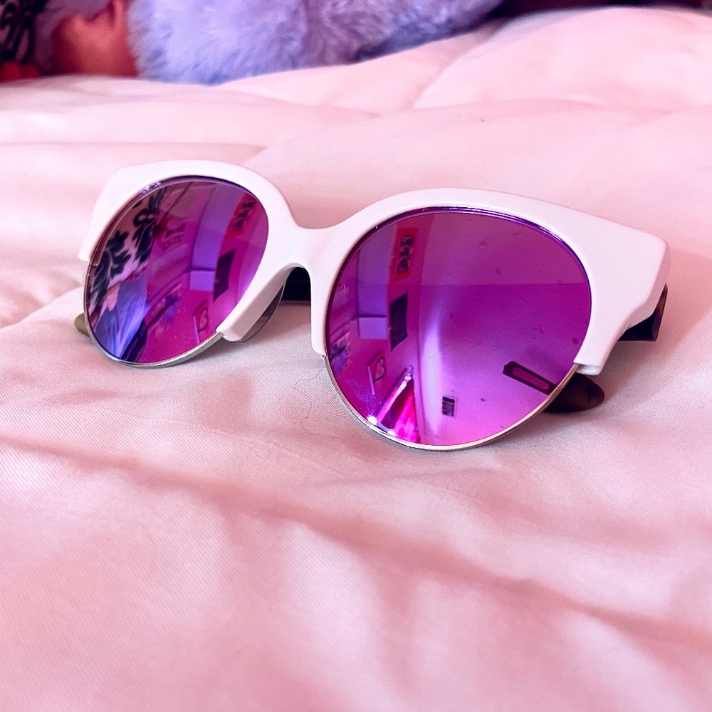 NWOT Alexander McQueen Clubmaster White Frame Purple Tinted Women’s Sunglasses